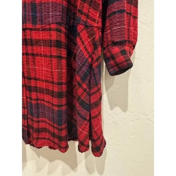 Loft Plaid Mini Shirt Dress Long Sleeve Size Small NWOT Red - Picture 6 of 14
